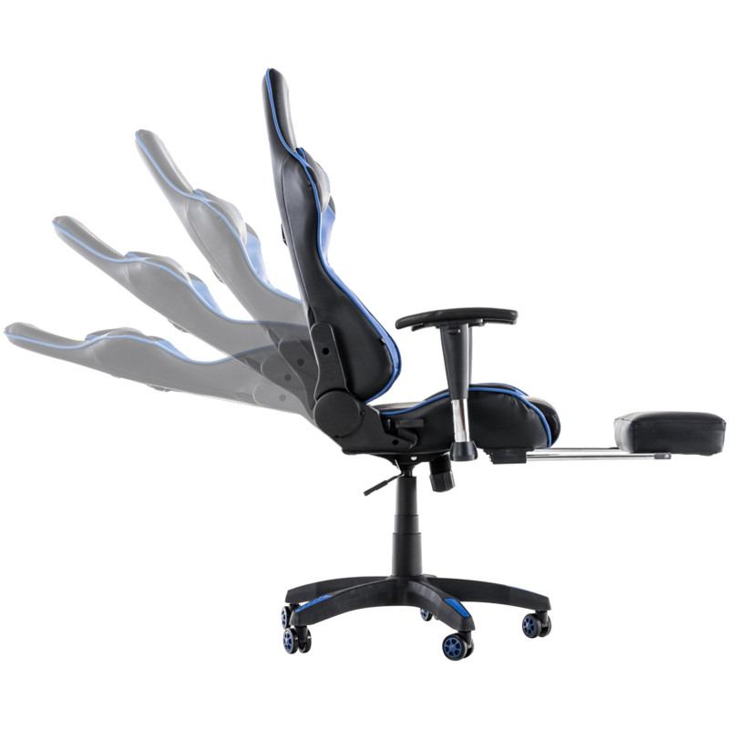 Chaise de bureau de course Turbo avec repose-pieds noir/bleu