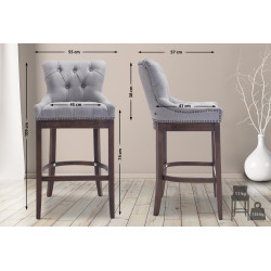 Sgabello da bar in tessuto Lakewood, grigio chiaro anticato