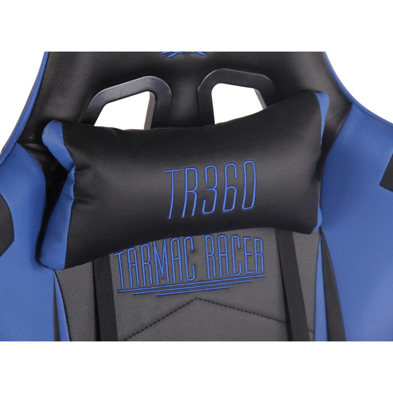 Chaise de bureau de course Turbo avec repose-pieds noir/bleu