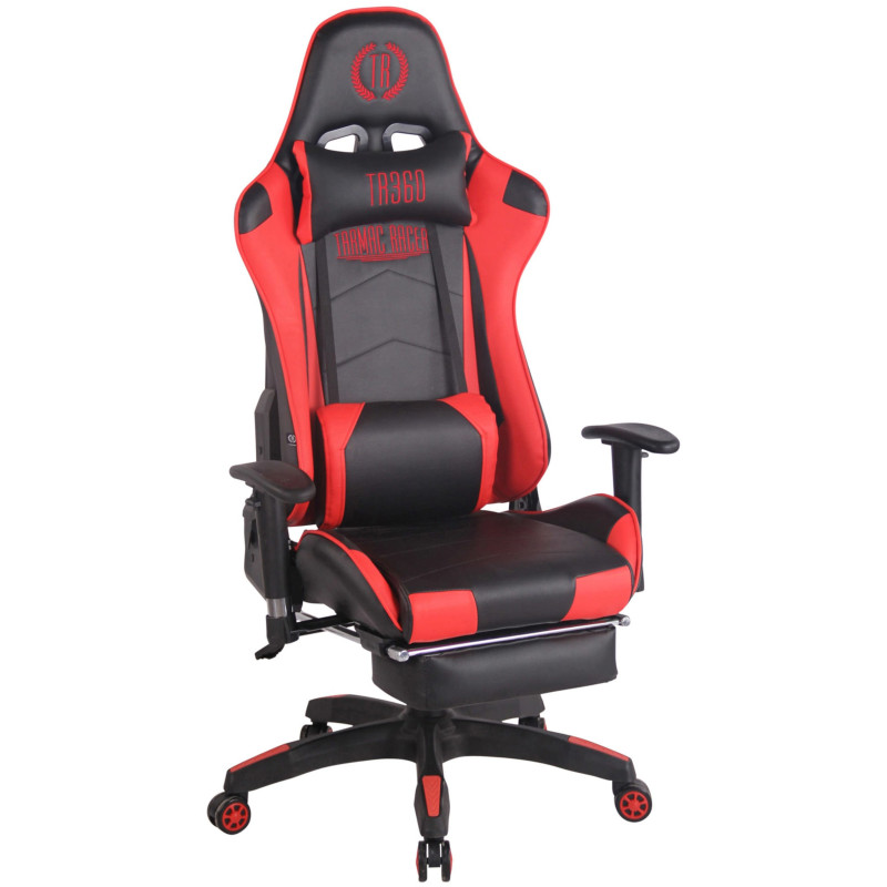 Chaise de bureau de course Turbo avec repose-pieds noir/rouge