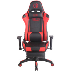 Chaise de bureau de course Turbo avec repose-pieds noir/rouge