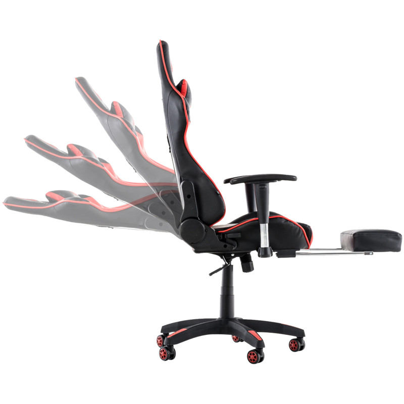Chaise de bureau de course Turbo avec repose-pieds noir/rouge