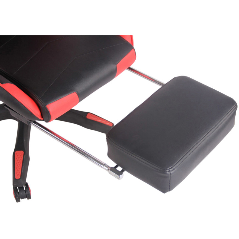Chaise de bureau de course Turbo avec repose-pieds noir/rouge