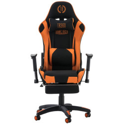 Chaise de bureau de course Turbo en tissu avec repose-pieds noir/orange