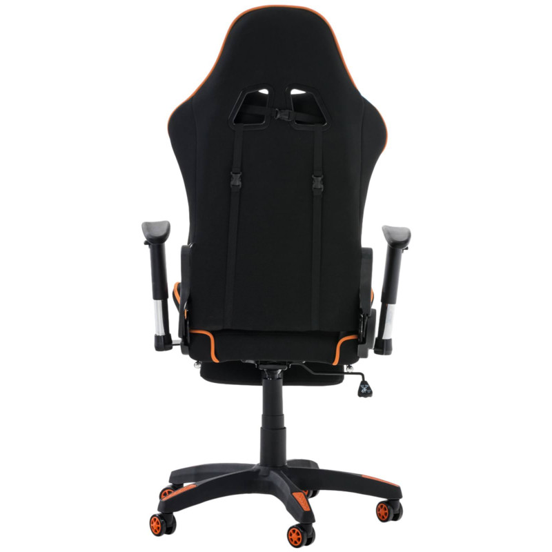 Chaise de bureau de course Turbo en tissu avec repose-pieds noir/orange