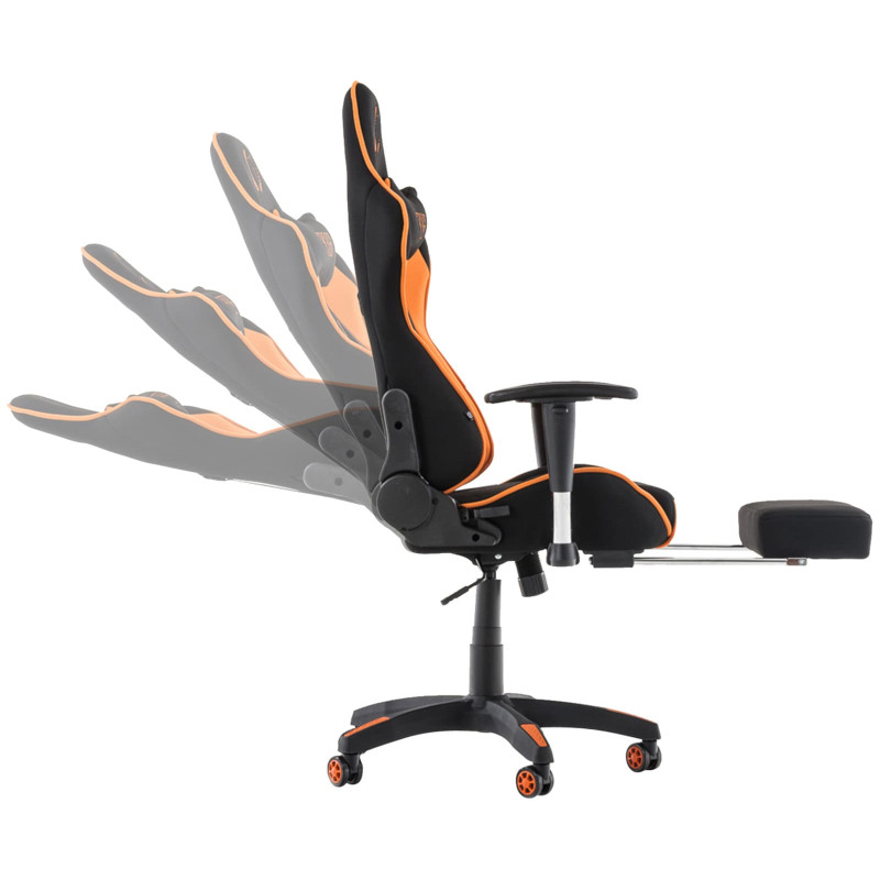 Chaise de bureau de course Turbo en tissu avec repose-pieds noir/orange