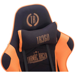 Chaise de bureau de course Turbo en tissu avec repose-pieds noir/orange