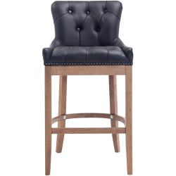 Tabouret de bar Lakewood, cuir véritable, noir clair antique
