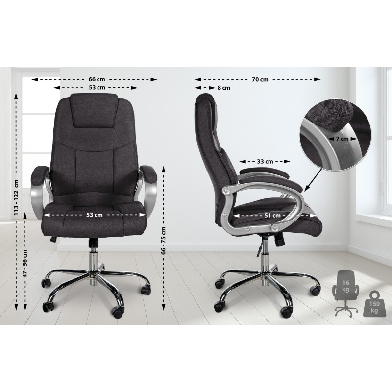 Chaise de bureau BIG Apollo en tissu gris foncé