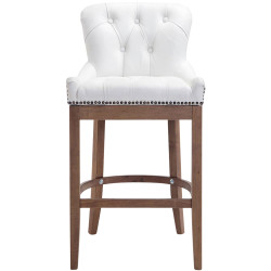 Sgabello da bar Lakewood in vera pelle, bianco chiaro anticato