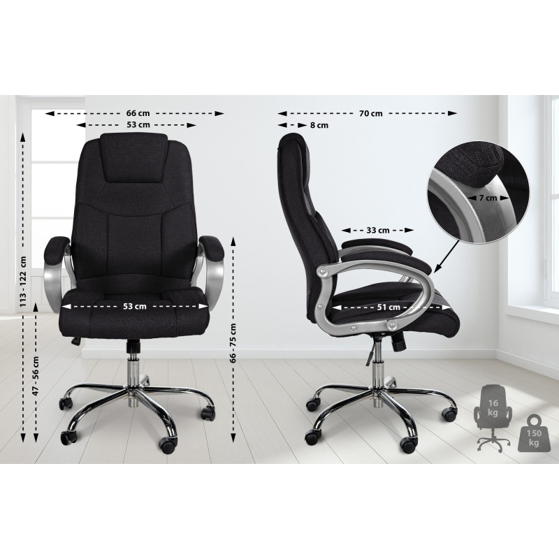 Chaise de bureau BIG Apollo en tissu noir