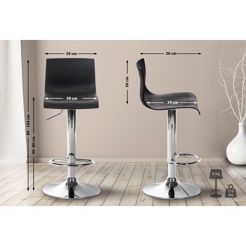 Tabouret de bar Hoover C, noir