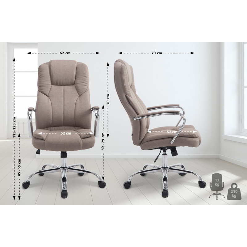 Chaise de bureau BIG Xanthos en tissu taupe