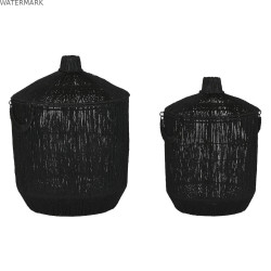 Set de basket Home ESPRIT Noir Jute Métal (2 Pièces)