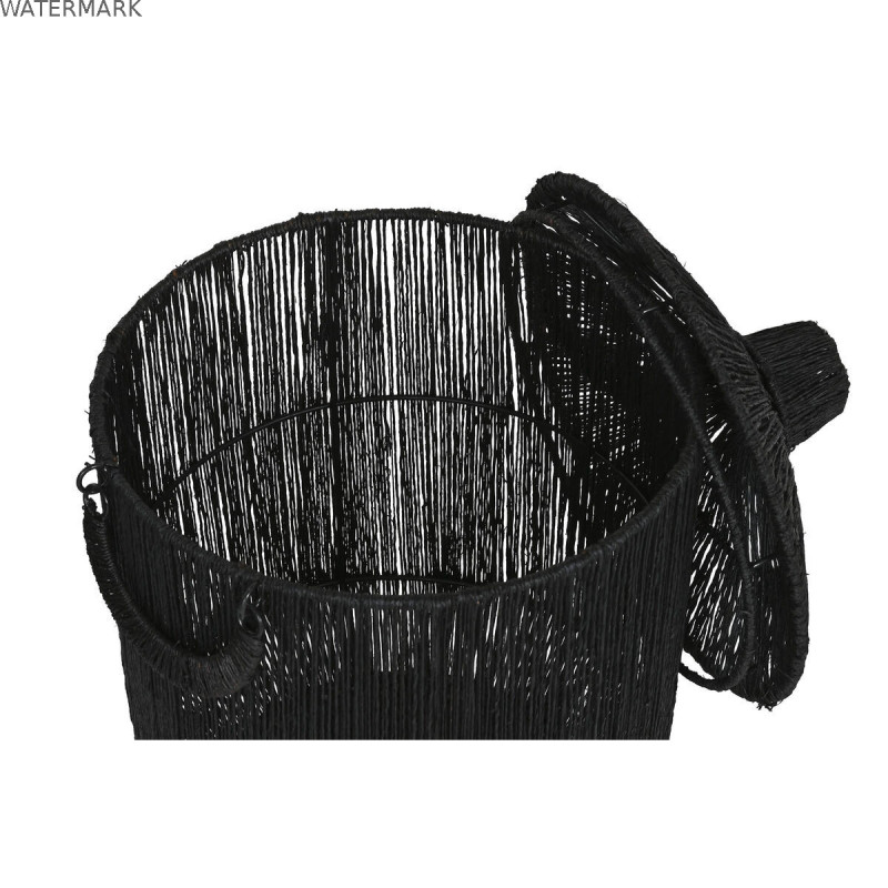 Set de basket Home ESPRIT Noir Jute Métal (2 Pièces)