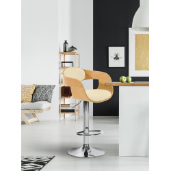 Taburete de bar Kingston C en color natural/crema