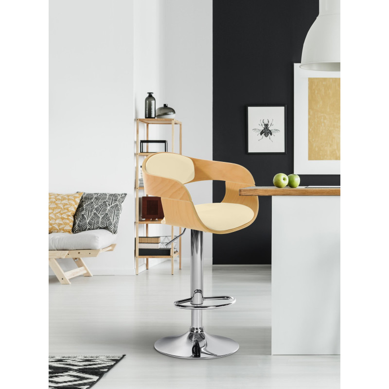 Banqueta de bar Kingston C em natural/creme