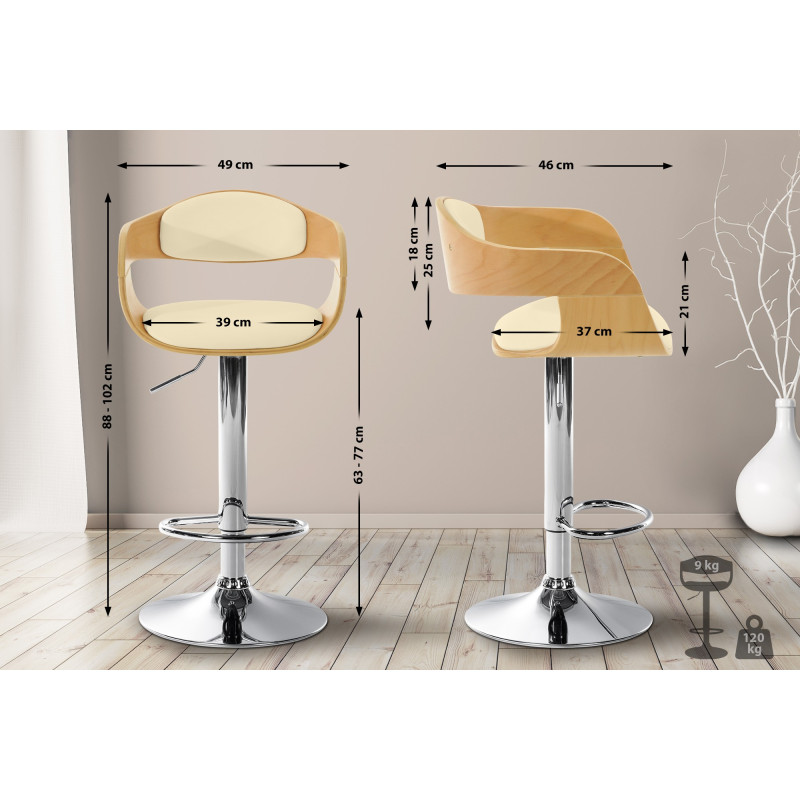 Banqueta de bar Kingston C em natural/creme