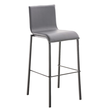 Sgabello da bar in pelle Avola, piatto, grigio B78