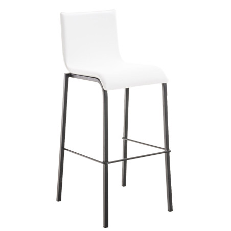 Tabouret de bar Avola en cuir, plat, B78 blanc