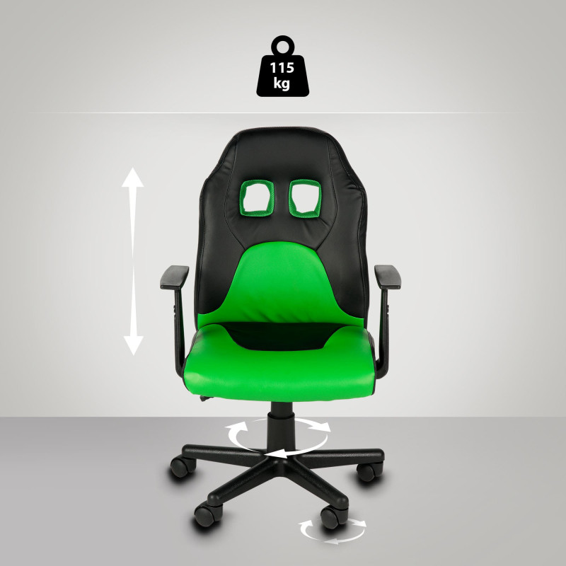 Chaise de bureau pour enfants Fun noir/vert