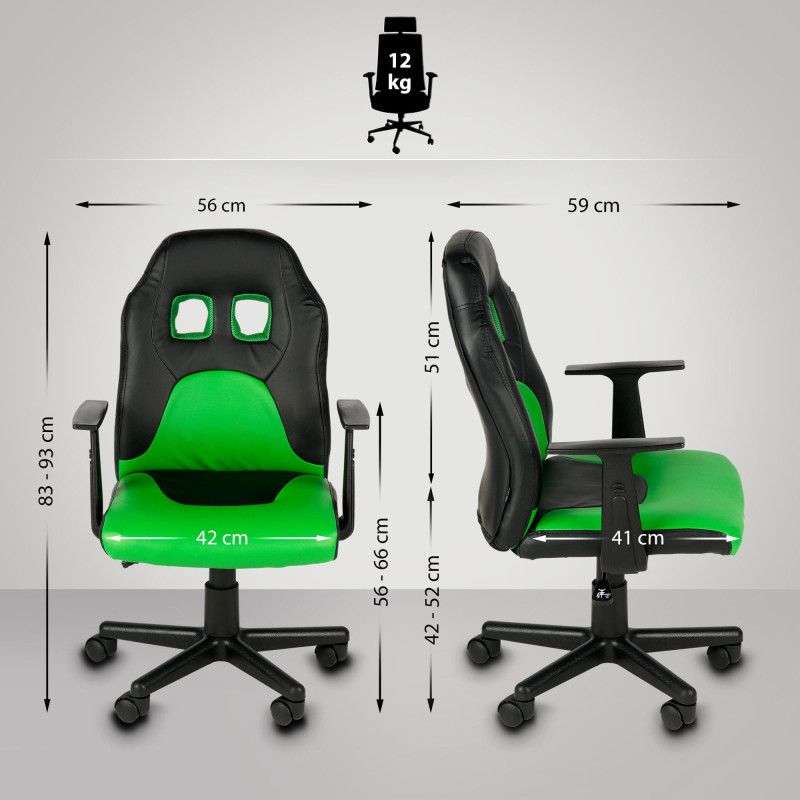 Chaise de bureau pour enfants Fun noir/vert