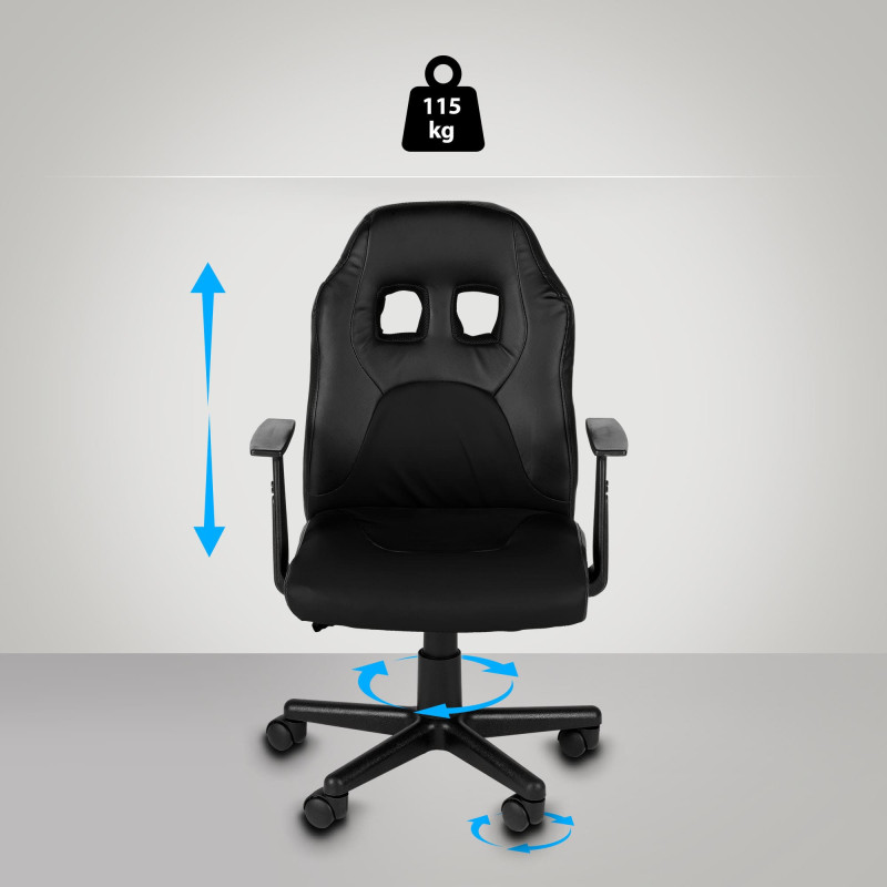 Chaise de bureau pour enfants Fun noir/noir