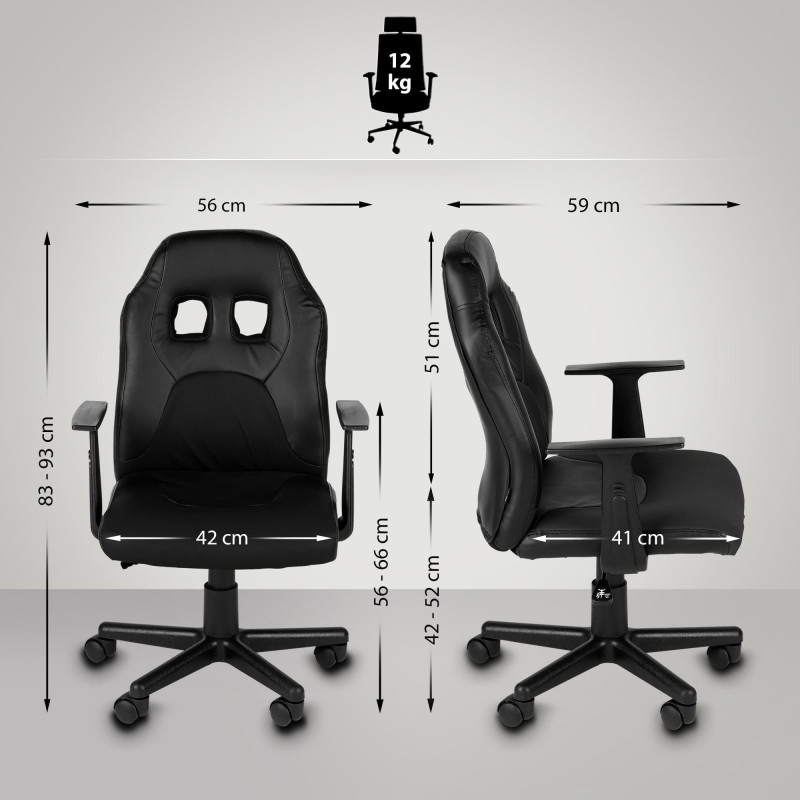 Chaise de bureau pour enfants Fun noir/noir