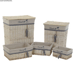 Set de basket DKD Home Decor 47 x 35 x 56 cm Polyester Spirales (5 Unités)