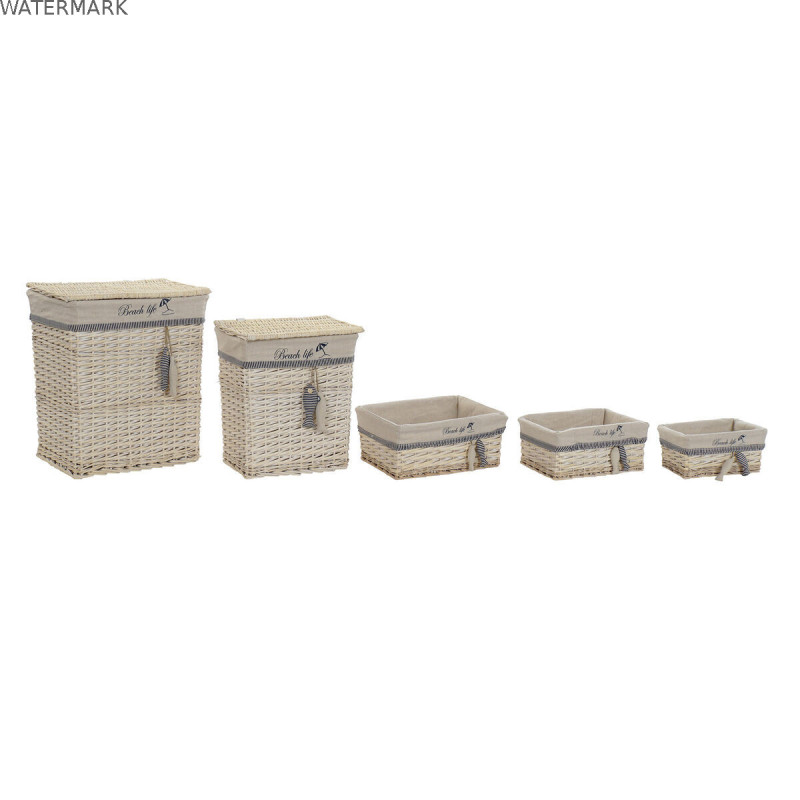 Set de basket DKD Home Decor 47 x 35 x 56 cm Polyester Spirales (5 Unités)