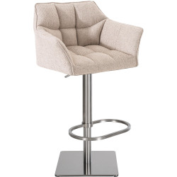 Tabouret de bar Damaso E, tissu ivoire