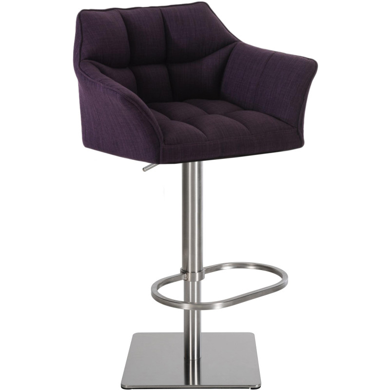 Tabouret de bar Damaso E, tissu violet