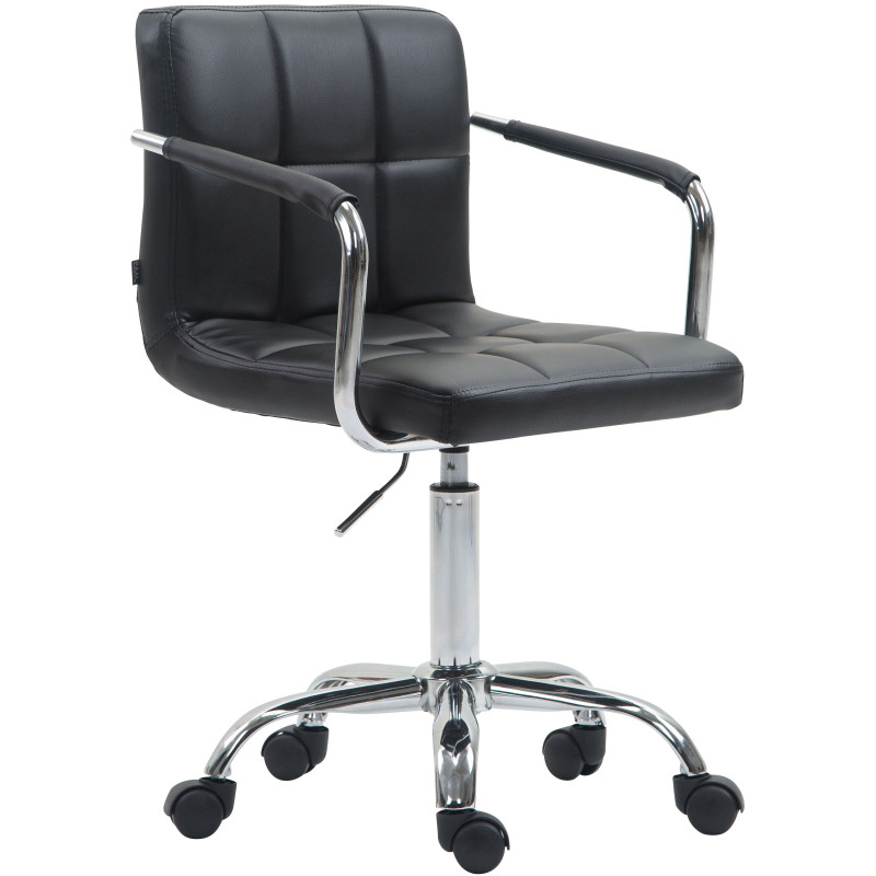 Chaise de bureau Lucy V2 en cuir artificiel noir