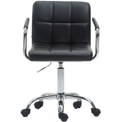 Chaise de bureau Lucy V2 en cuir artificiel noir