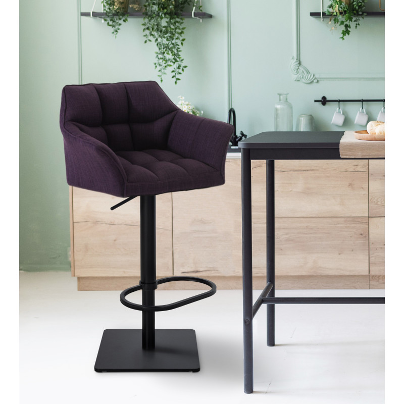 Tabouret de bar Damaso B, tissu violet