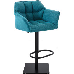 Tabouret de bar Damaso B, tissu turquoise