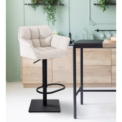 Tabouret de bar Damaso B, tissu blanc