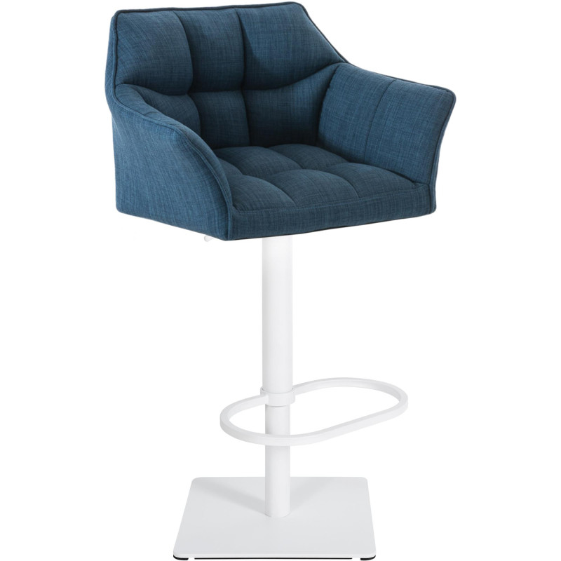 Tabouret de bar Damaso W, tissu bleu
