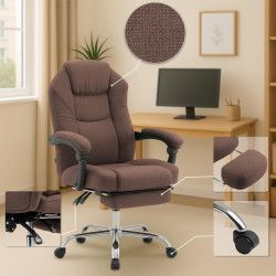 Chaise de bureau en tissu Castle brun