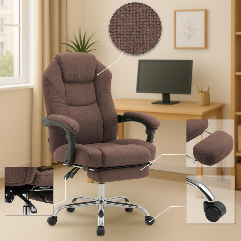 Chaise de bureau en tissu Castle brun