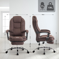 Chaise de bureau en tissu Castle brun