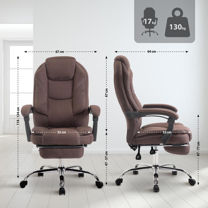 Chaise de bureau en tissu Castle brun