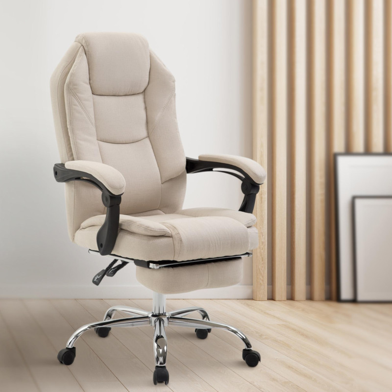 Chaise de bureau en tissu Castle crème