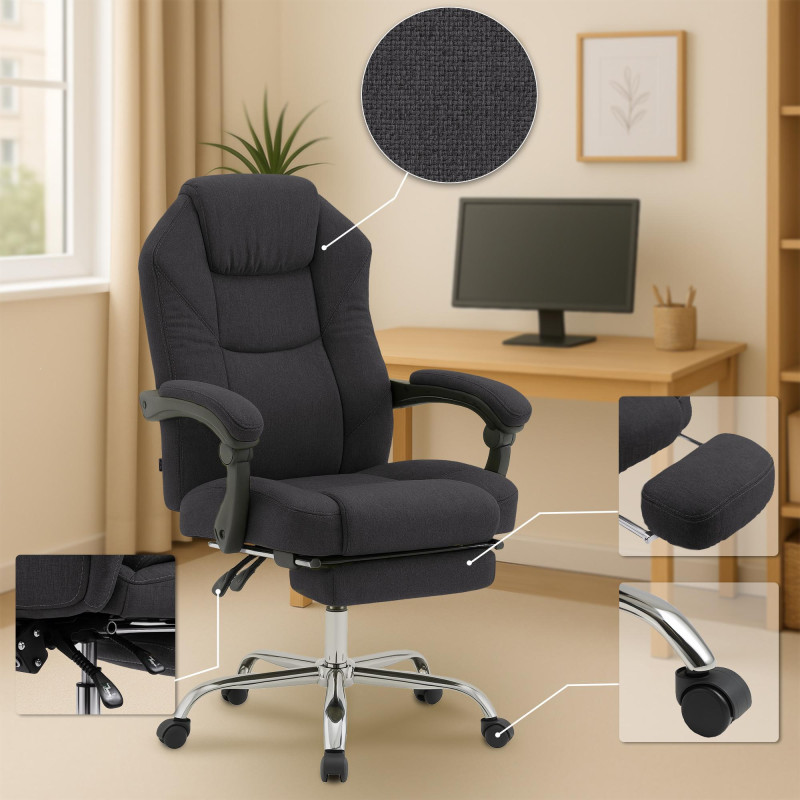 Chaise de bureau en tissu Castle noir