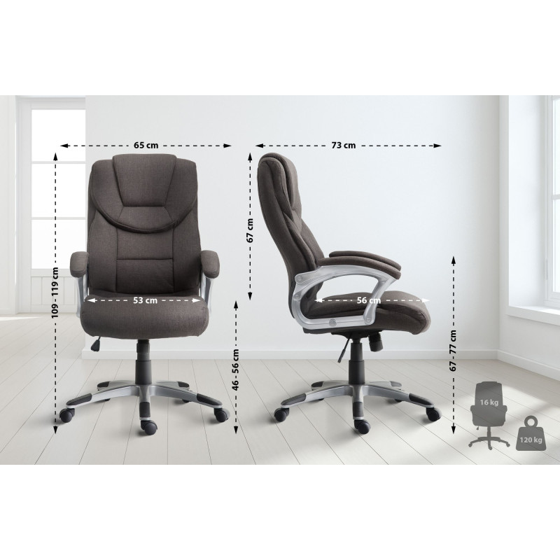 Chaise de bureau Texas V2 en tissu gris foncé