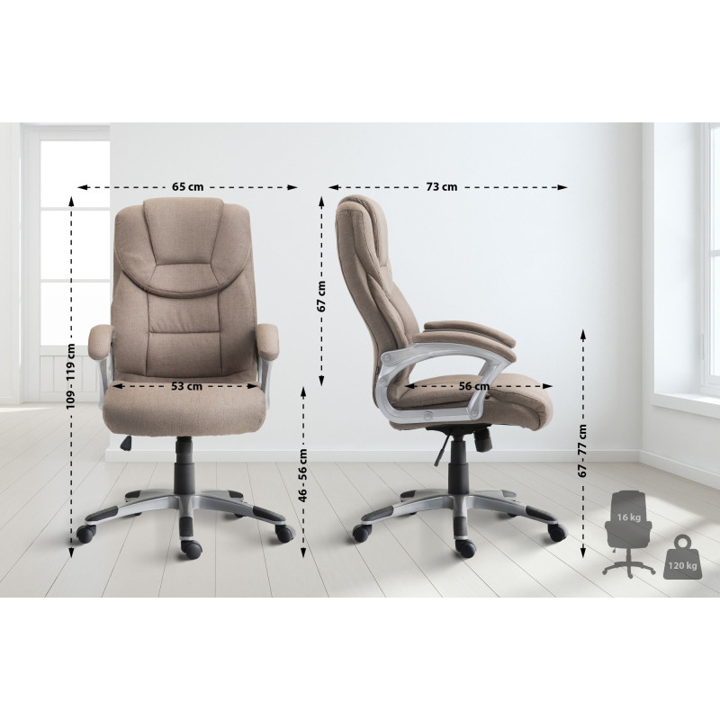 Chaise de bureau Texas V2 en tissu taupe