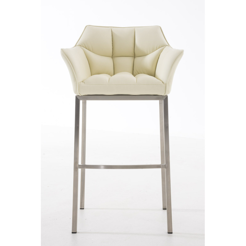 Sgabello da bar Damaso E con struttura a 4 gambe, crema