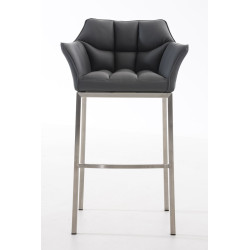 Tabouret de bar Damaso E à piètement 4 pieds, gris