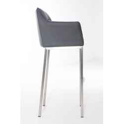 Tabouret de bar Damaso E à piètement 4 pieds, gris