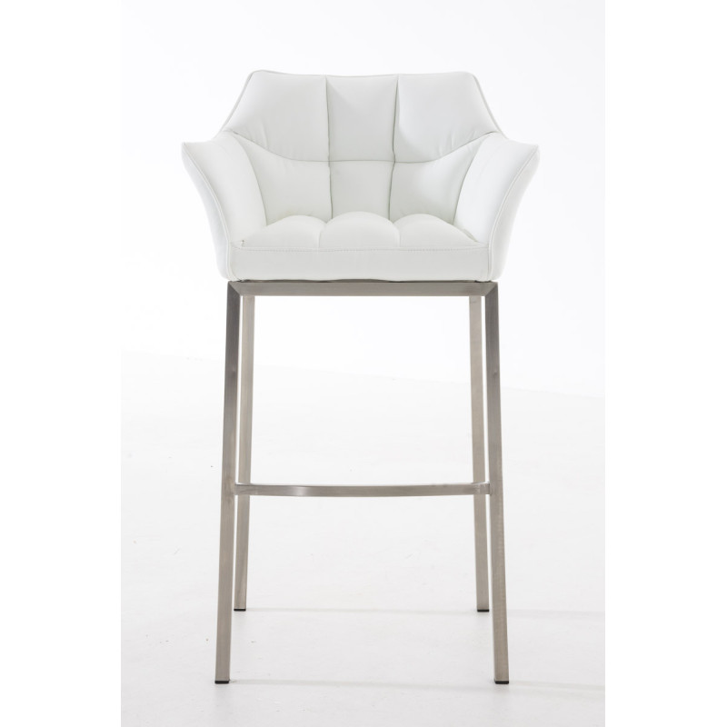 Tabouret de bar Damaso E à piètement 4 pieds, blanc